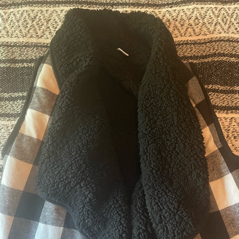 Buffalo Plaid Fluffy Vest